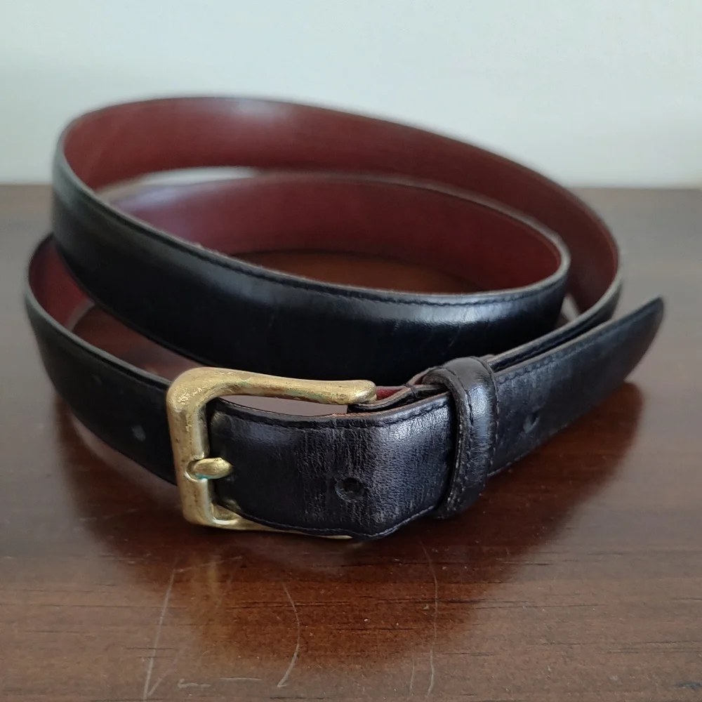 Vintage Coach Men's Leather Belt With Brass Buckle Black Made In USA Size 40